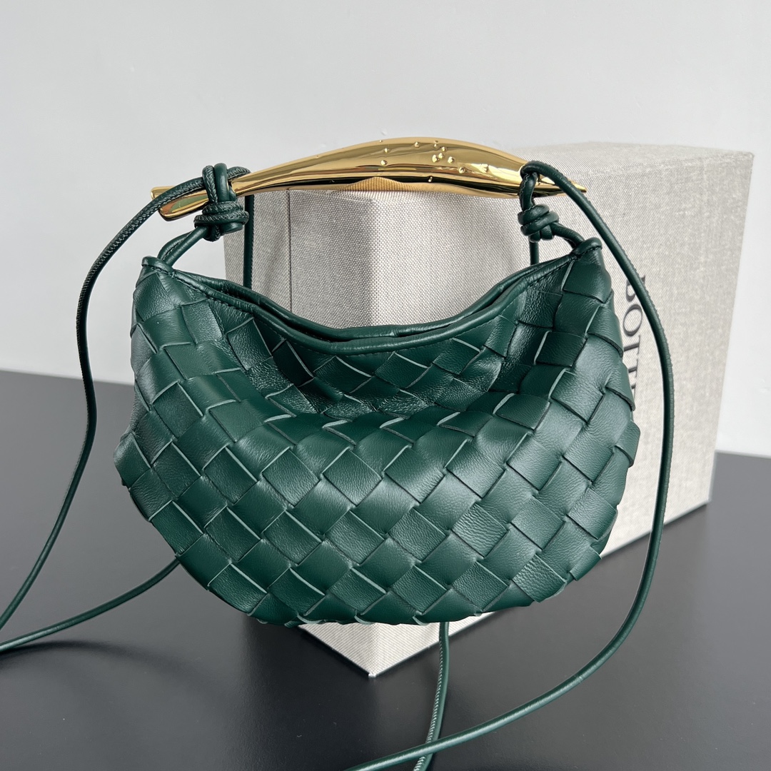 Mini Sardine Intrecciato Leather Shoulder Bag Emerald Green